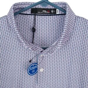 RLX Ralph Lauren Bee Print Golf Polo shirt Mens Large Purple Performance